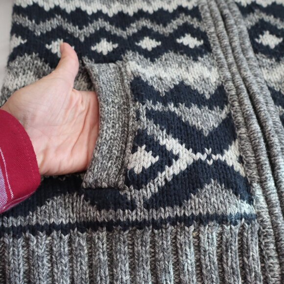 Abercrombie & Fitch full zip knit sweater Fair Isle and moose motif Size Med - Picture 6 of 13